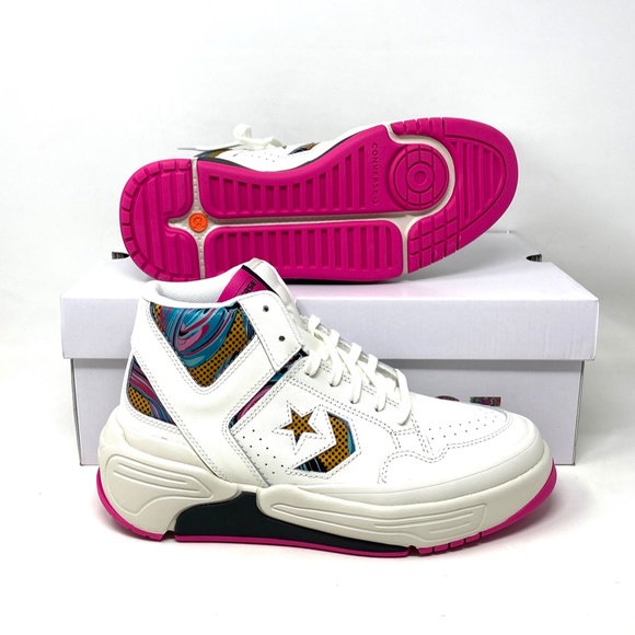 Converse Weapon CX Shoes Mid Top Pink White Leather Men Size Sneakers A00437C - Picture 4 of 10
